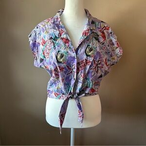Vintage Made In Hawaii Hilo Hattie Button Down Crop Top